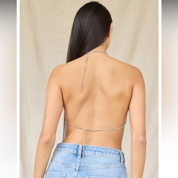 Tilly's WEST OF MELROSE Chain Mail Halter Top Size XS New With Tags - Picture 3 of 8